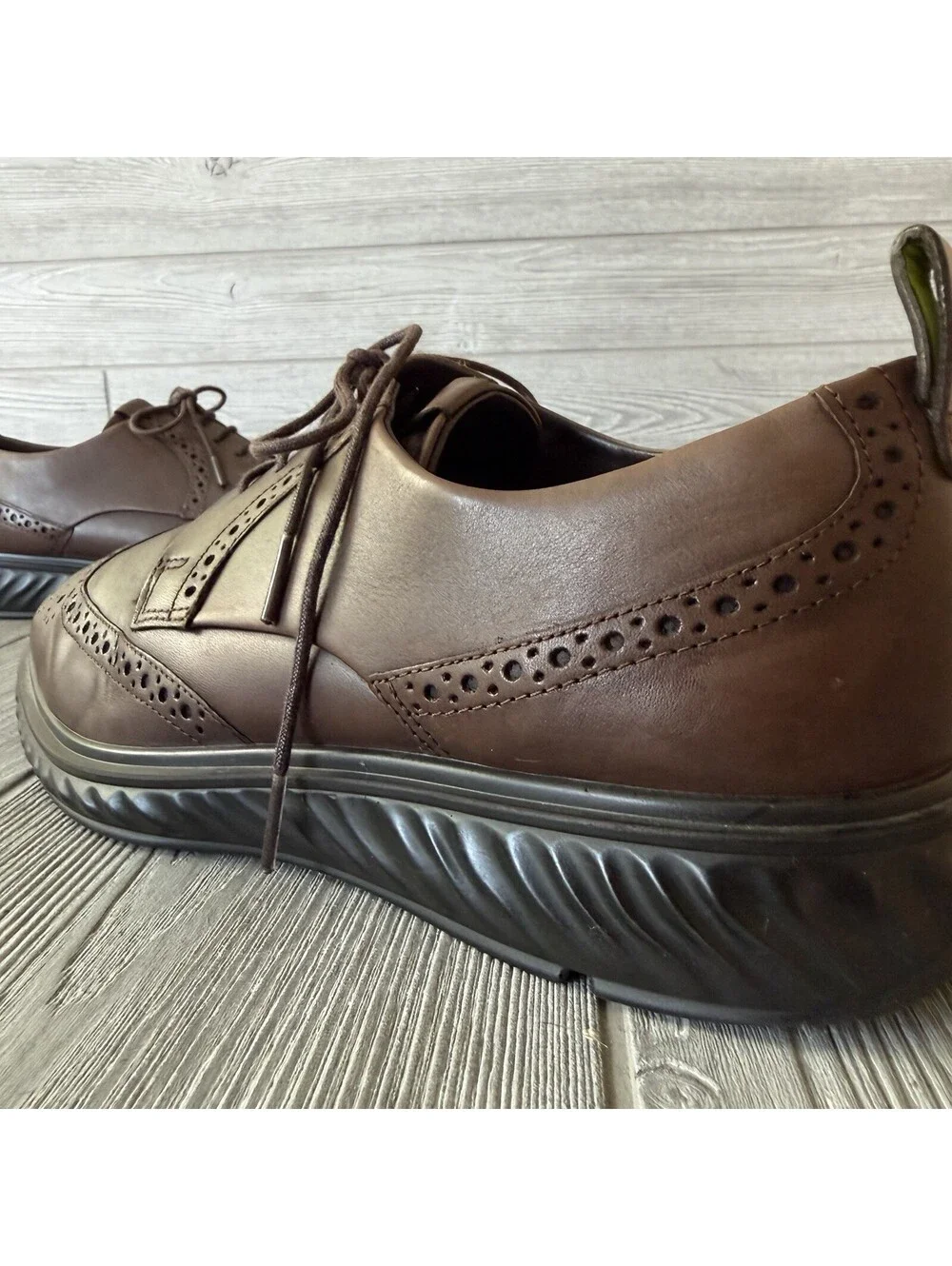 Ecco Men’s ST.1 Hybrid Cap Toe Derby Oxfords Shoes  Leather Brown 44 / US 10.5